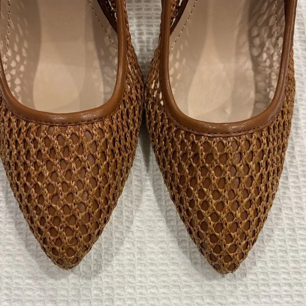 Saks Fifth Avenue Phrase Brown Mesh Women's Heels Shoes Office Workwear Size 9.5